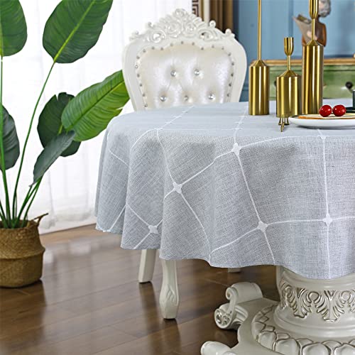 Rustic Checkered Cotton Linen Tablecloth 70 Inches J27664