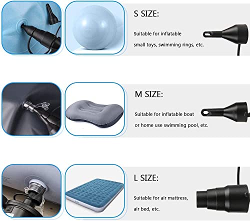 Battery Powered Electric Air Pump, Portable Inflator Deflator for Camping, Air Mattress, Pool Floats, 3 Nozzles E457818