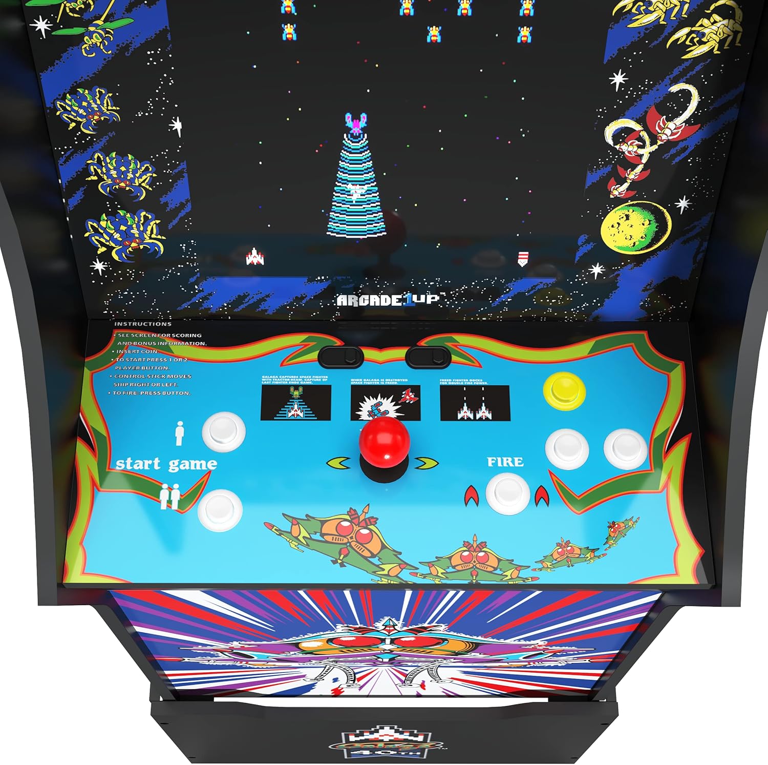 Galaga 40th Anniversary Arcade Cabinet with Riser T86057