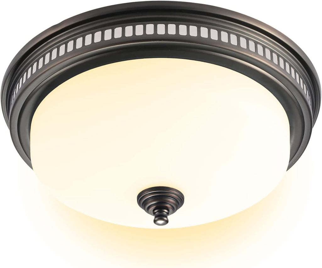 Akicon Ultra Quiet 110 CFM Round Exhaust Bathroom Fan with Warm Light and Nightlight Bronze (3x9W GU24 Base LED Bulbs and 1pcs E12 Nightlight Included)
