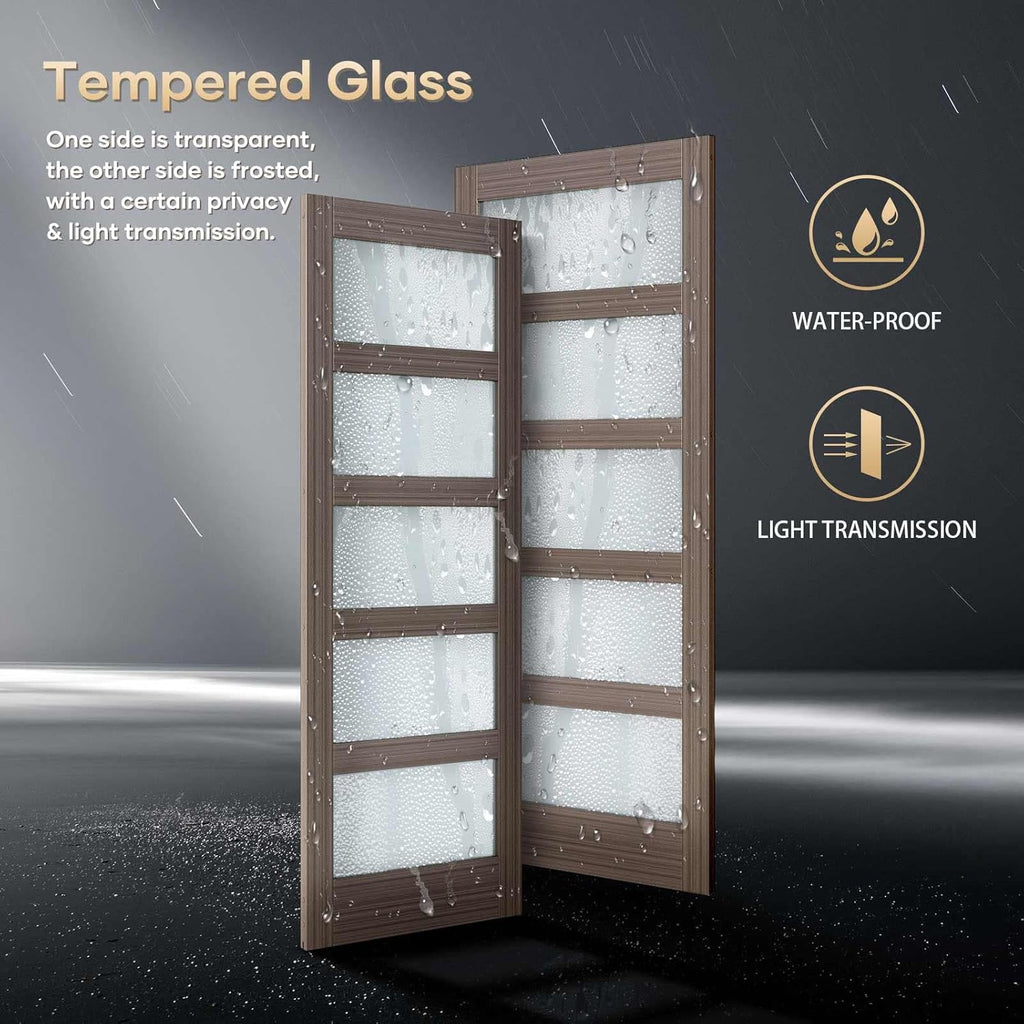 Glass Sliding Barn Door Slab with Hardware Kit, MDF Wood Panel, PVC Surface U32901