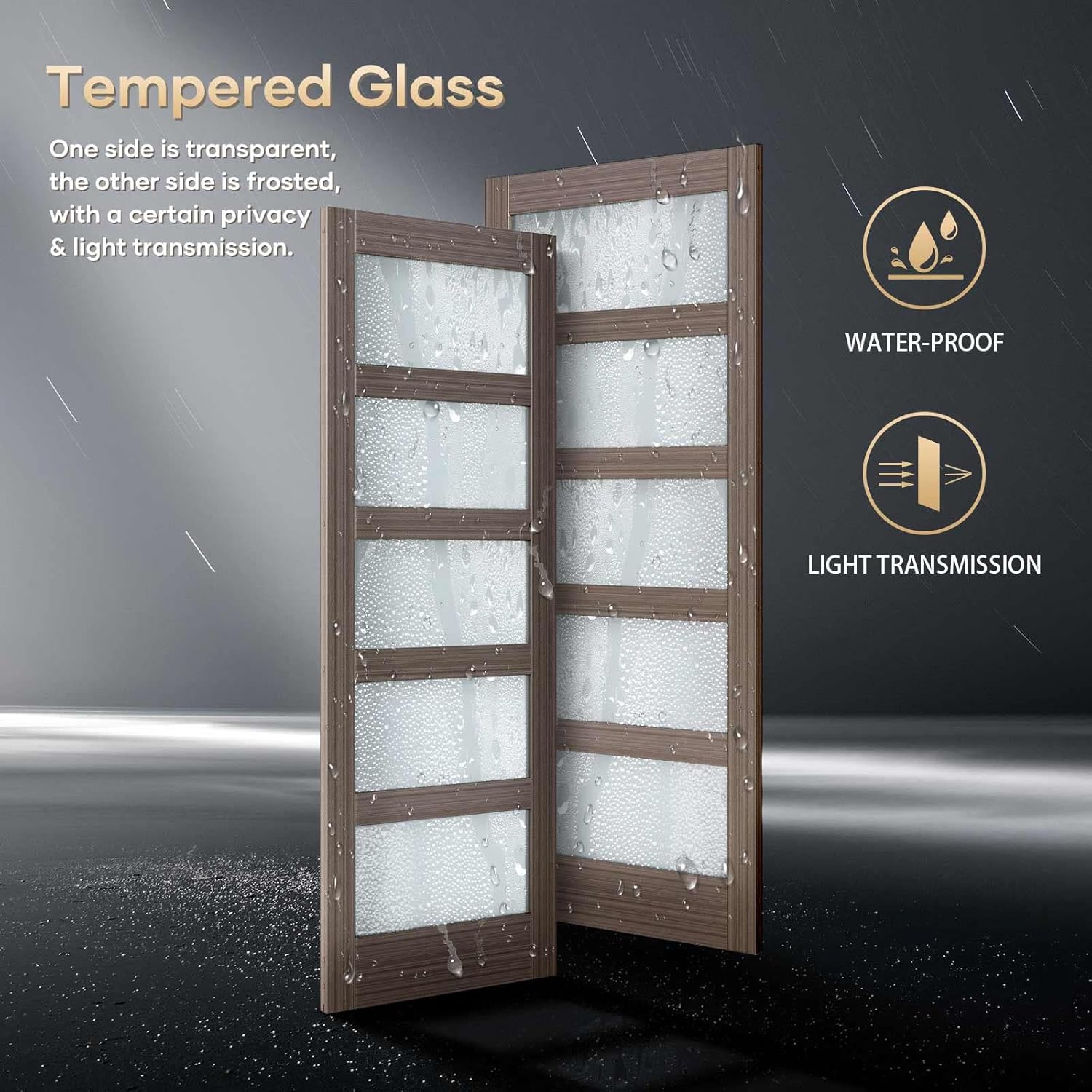 Glass Sliding Barn Door Slab with Hardware Kit, MDF Wood Panel, PVC Surface U32901