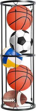 Aolamegs Ball Storage Rack,Wall-Mounted Garage Sports Equipment Organizer,Home, Gym -Space-Saving Black Sports Equipment Organizer Holds Soccer, Volleyball, Football, Basketball