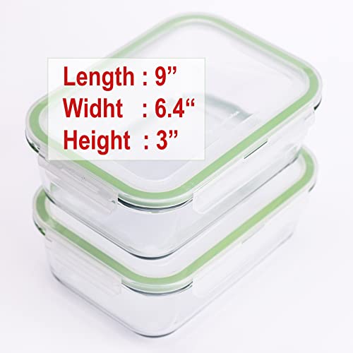 63 Oz Glass Food Storage Containers with Locking Lids, 2 Pack J801