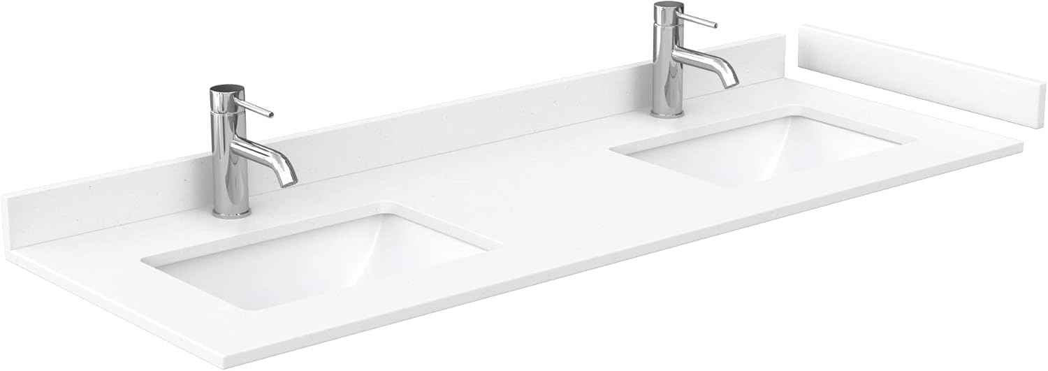 Double Bathroom Vanity in White with Cultured Marble Countertop and Undermount Sink W134