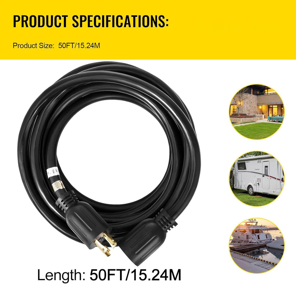 Generator Extension Cord 50Ft 30 Amp 4 Wire 10 Gauge Twist Lock V452923