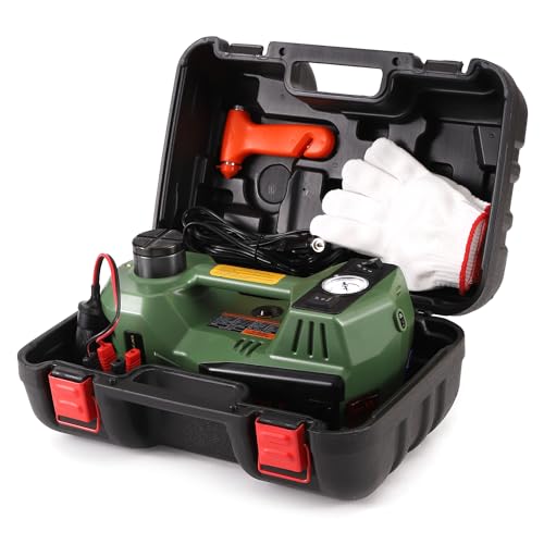 Electric Car Jack 5 Ton 12V Electric Jack with Built-in Inflatable Pump Electric Hydraulic Jack for SUV Car Tire Change Black