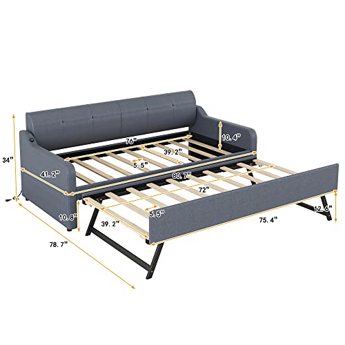 Twin Size Day Bed with Pop Up Trundle and USB Charging I57725