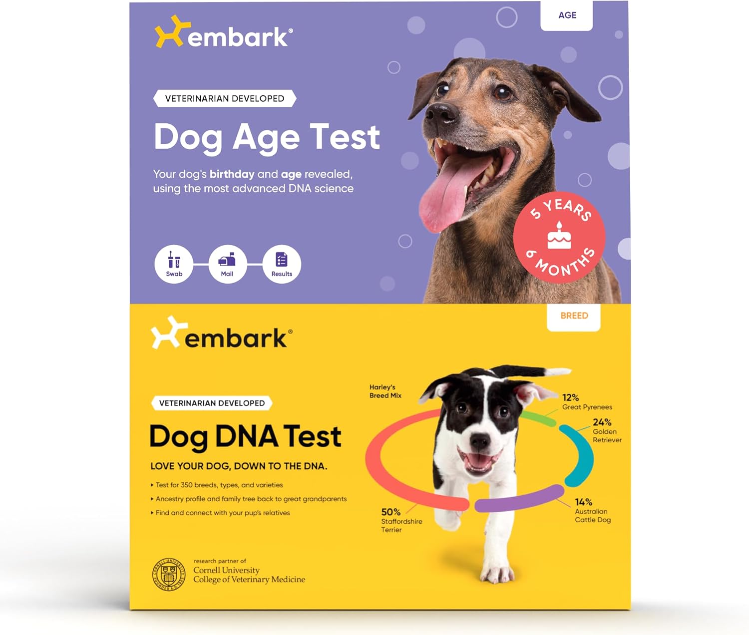 Embark Breed Identification Dog DNA Test & Dog Age Test Bundle - Discover Breed, Ancestry, Relatives, and Birthday