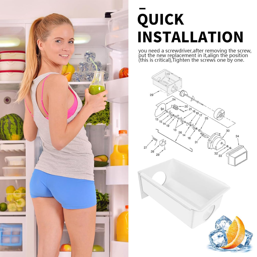 Refrigerator Ice Bucket Container, White ABS Plastic X276416