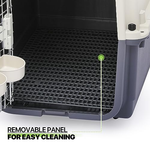 Plastic Pet Carrier, 22-Inch Hard-Sided Kennel for Small Dogs and Cats H410