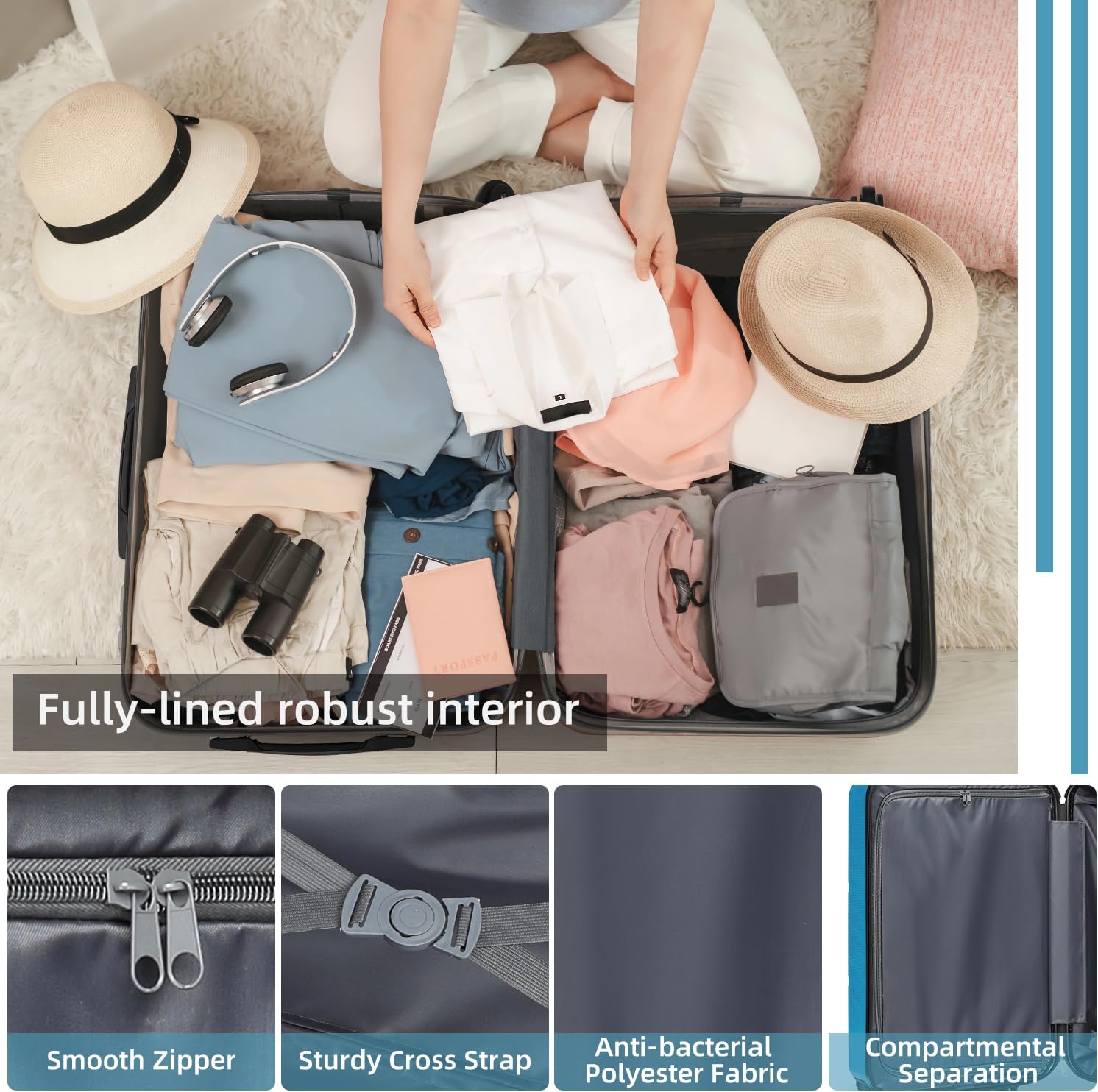 3 Piece Expandable Luggage Set with Spinner Wheels J3634