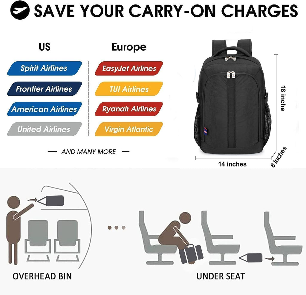 Under-Seat Backpack for Air Travel, Fits 18 x 13 x 8 Inches F3236