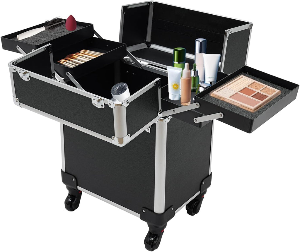 Rolling Makeup Case with 4 Trays and Locks G677493