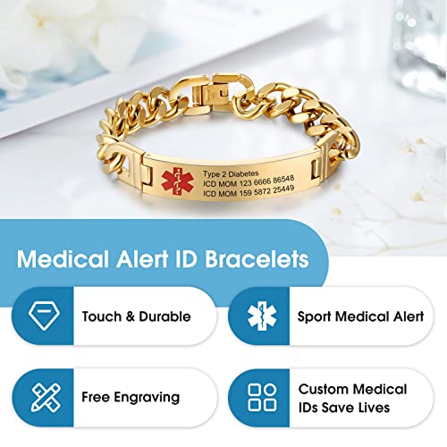 Engraved Medical Alert ID Bracelet for Men S6990