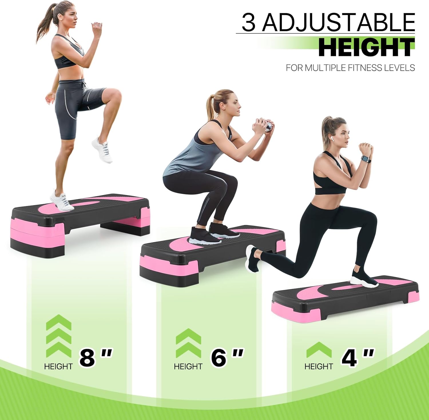 31-Inch Adjustable Workout Step Platform with Risers for Cardio and Strength Training V54186