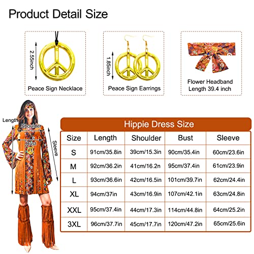 Hippie Disco Dress for Women Halloween Party Outfit S10315