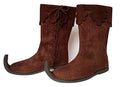 AnNafi Medieval Brown Leather Boots | Men's Side Lace Knee High Boots | Renaissance Inspired Loafer Boot| Halloween Caribbean Pirate Costume Boots | Re-Enactment Viking Mens Shoes| SCA LARP Riding Costume Boot for Cosplay