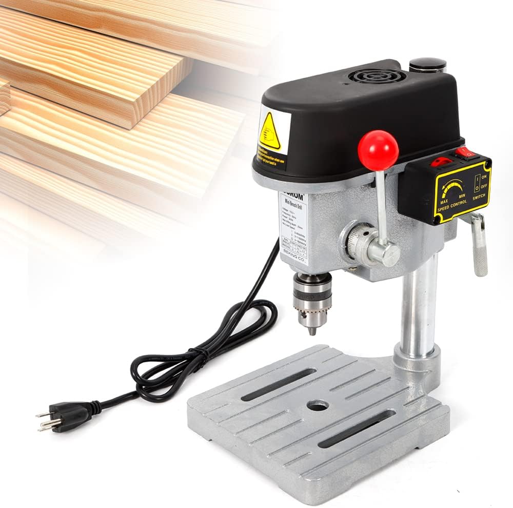 Mini Benchtop Drill Press, 3-Speed Adjustable Bench Drilling Machine Portable Drill Press Table, Metal Wood Plastic Open Hole Milling Machine Small Workstation