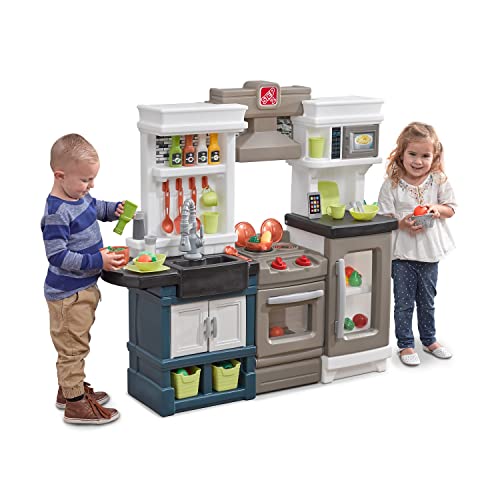 Modern Kids Play Kitchen Set with Lights and Sounds, 33 Piece Accessories Y448