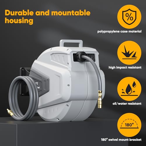 Retractable Air Hose Reel, 3/8 in x 65 ft, 300 PSI M483