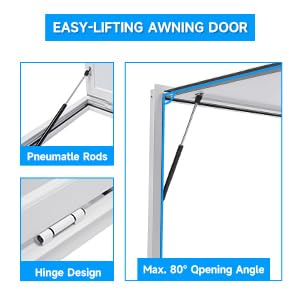 Food Truck Service Window 36" x 36" Aluminum Alloy with Awning Door E16999