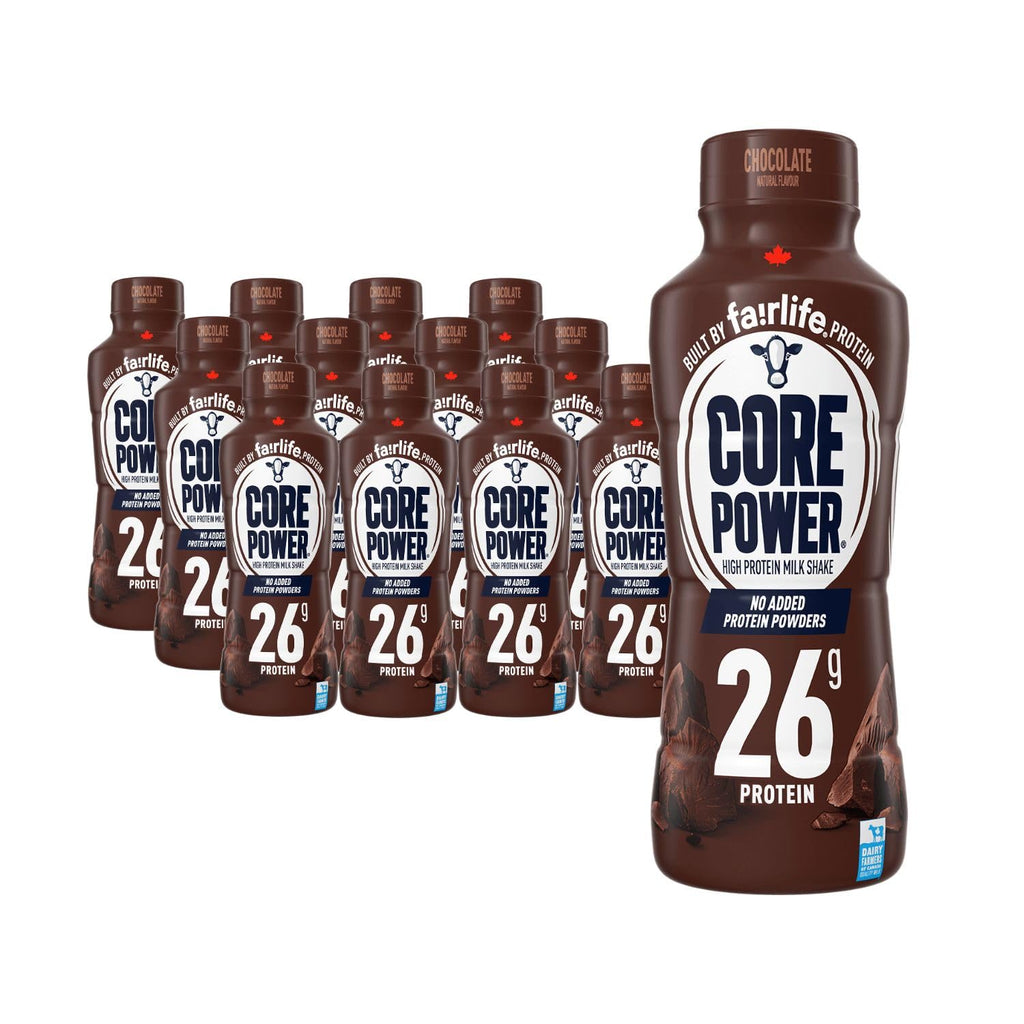 Fairlife Core Power 26g Protein Milk Shakes, Chocolate, Made with Canadian Milk, 414mL/14 fl. oz. (Pack of 12) Shipped from Canada