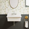 ELLAI White Ceramic Farmhouse Kitchen Sink 24"x19"x16.5" Farm Style Wall Mount Utility Sink High Back Floating Bathroom Sink Wall Mounted Laundry Sink with 8 Inch Center Faucet Chrome with Soap Tray