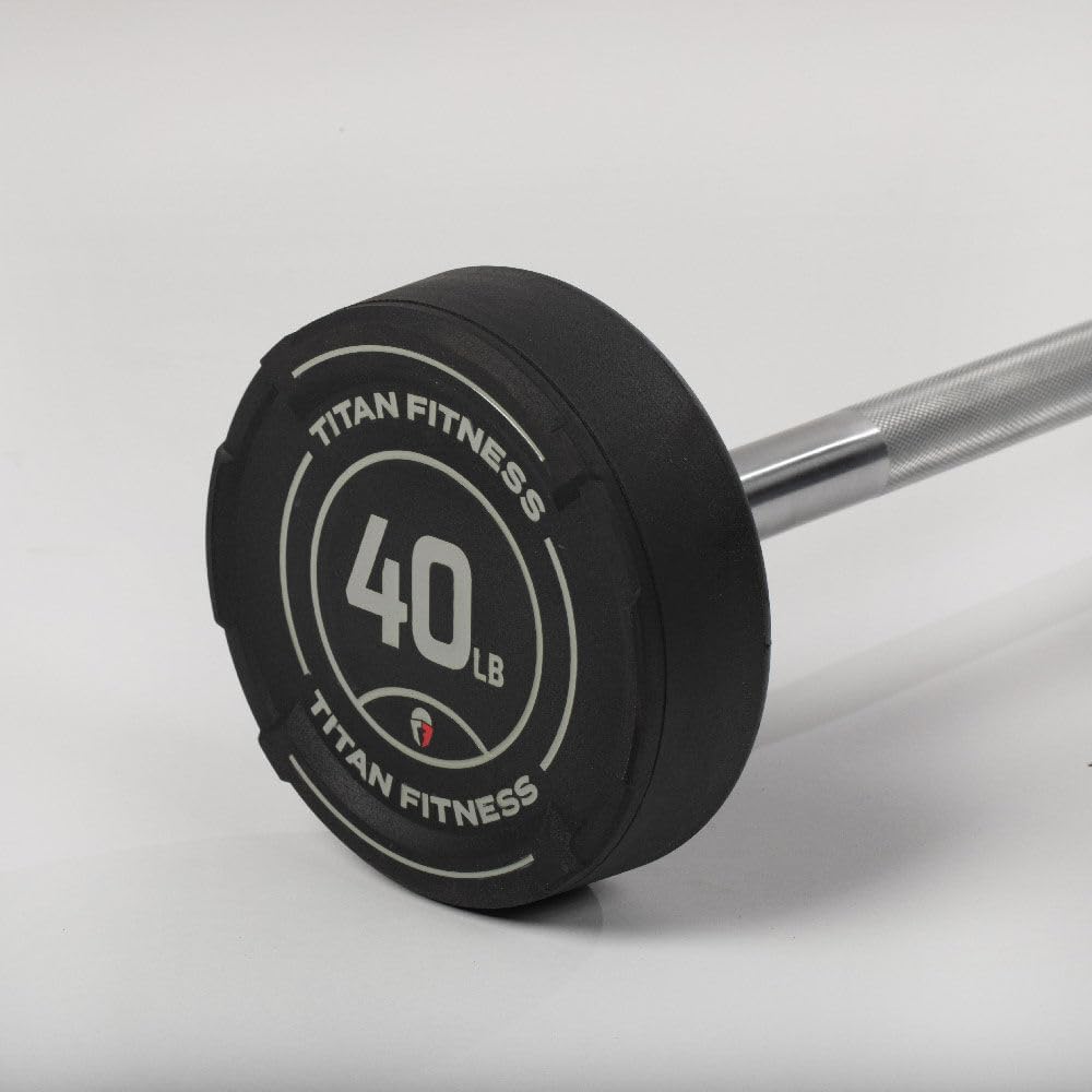 40 lb Rubber Straight Fixed Barbell for Strength Training W8570