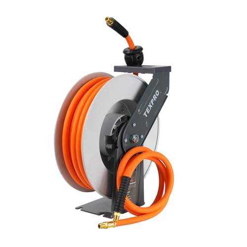 Retractable Air Hose Reel, 3/8 IN x 30 FT Hybrid Air Hose Max 300 PSI, Air compressor hose reel with 5 ft Lead in, Ceiling/Wall Mounted air hose reel,Heavy Duty air tool