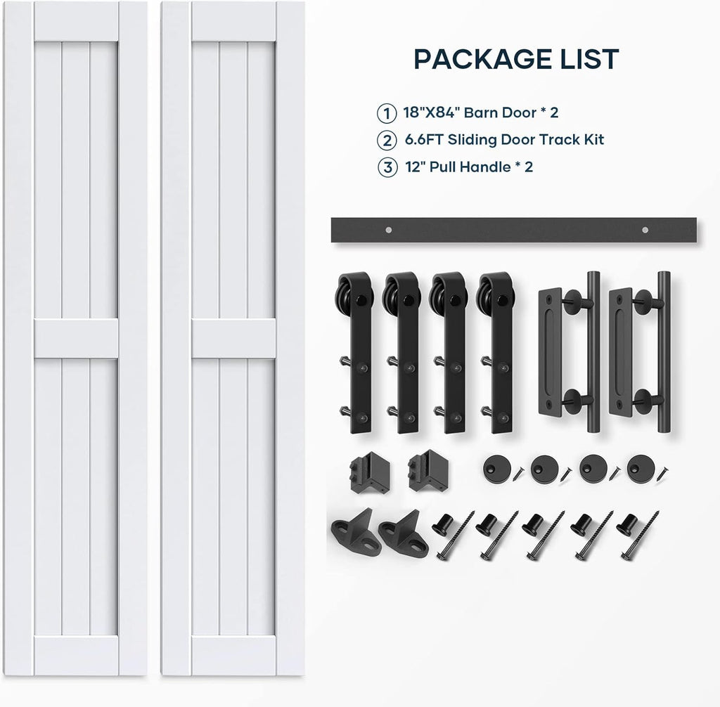 Barn Door with Sliding Hardware, 36x84in, White Q235