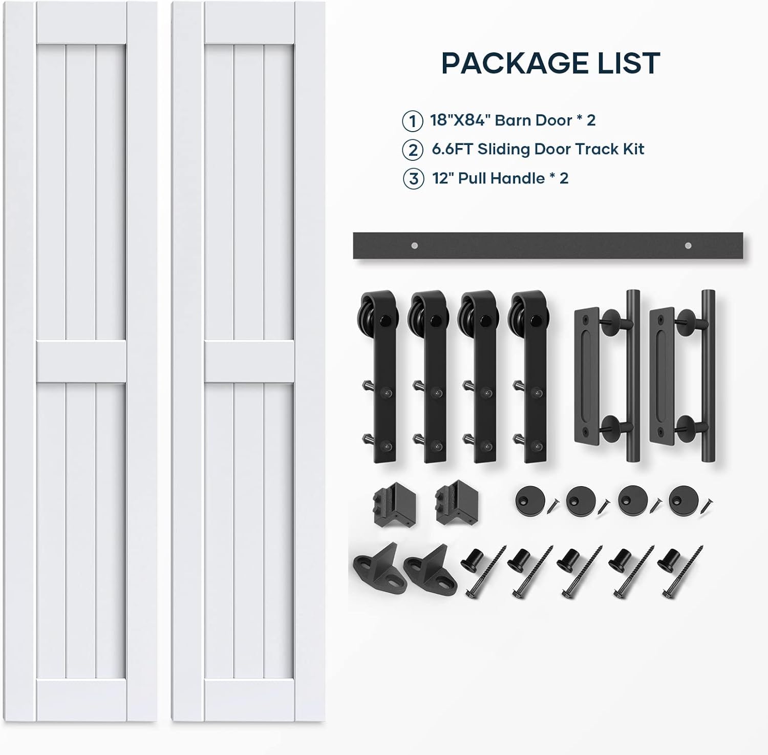Barn Door with Sliding Hardware, 36x84in, White Q235