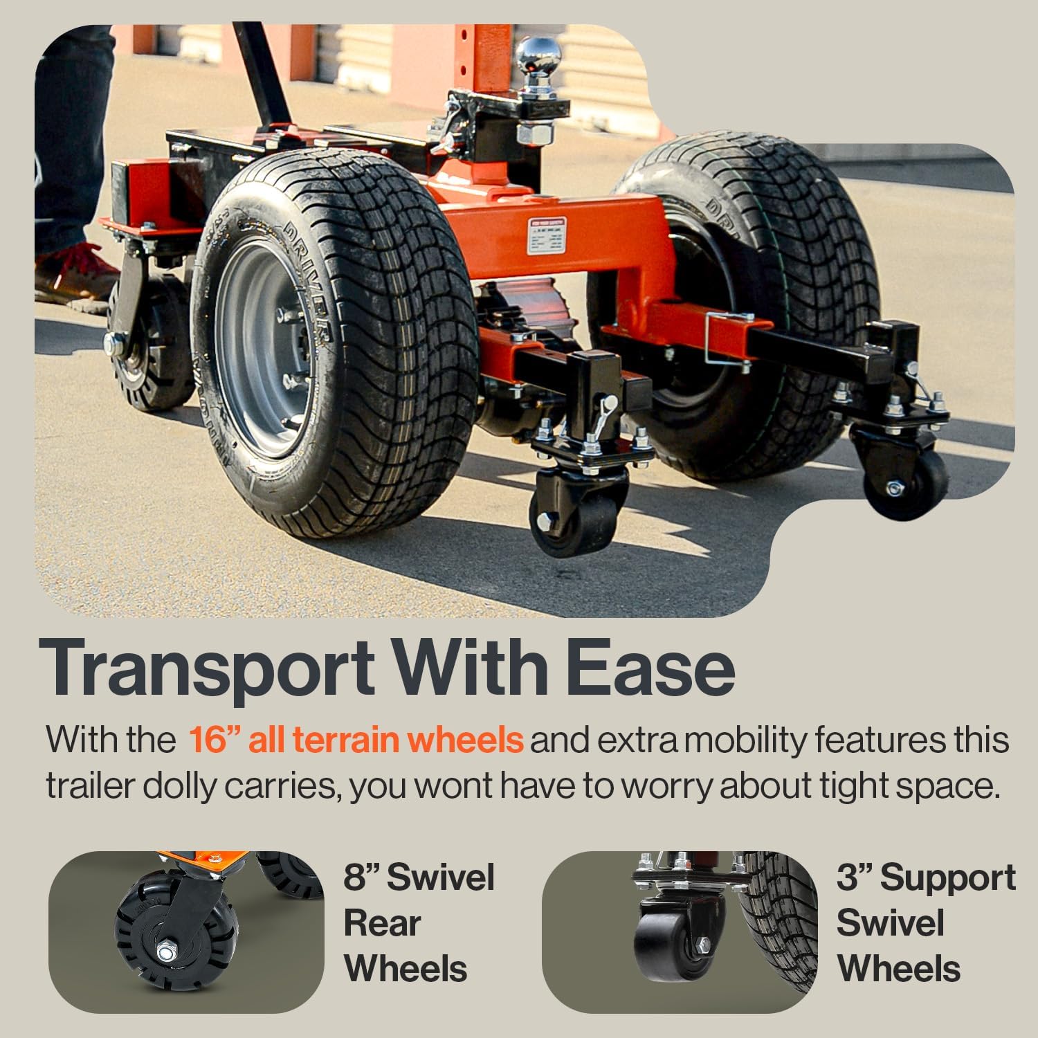 Electric Trailer Dolly 7500lbs Max Weight, All-Terrain Wheels for RVs and Campers L37005