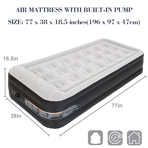 Queen Size Air Mattress with Built-in Pump, Inflatable Bed Q764