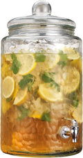 Home Essentials & Beyond Mason Jar Drink Beverage Dispenser With Easy Flow Spigot Clear For Iced Coffee, Tea, Lemonade, Water For Picnics Parties Bbq 3 Gallon Clear Glass