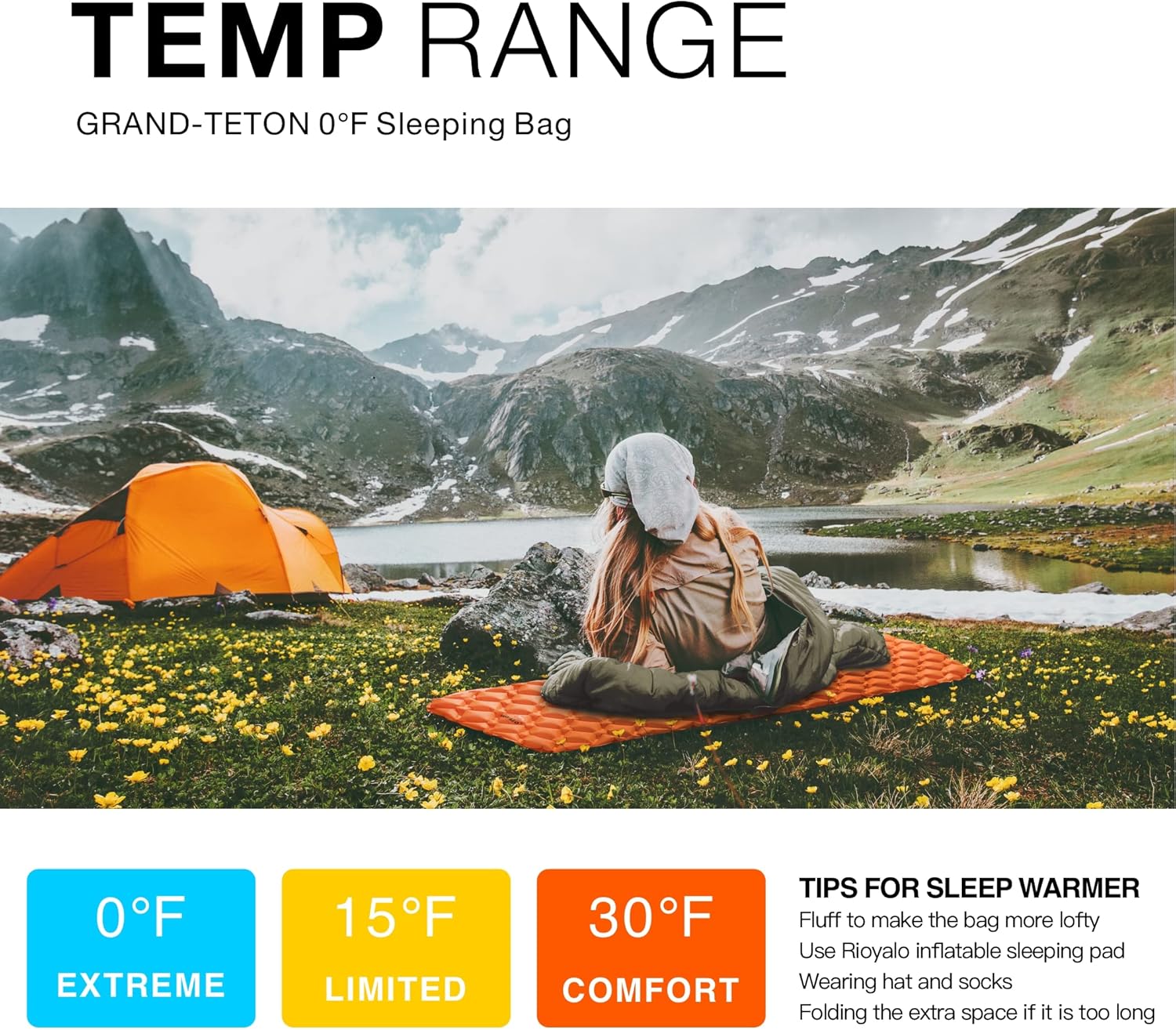 0°F Winter Sleeping Bag for Adults Cold Weather with Compression Sack V49774
