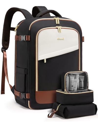 LOVEVOOK Travel Backpack for Women, 40L Carry On Backpack for Airplanes, Personal Item Bag for Airlines Fits 17 inch Laptop, TSA Approved Luggage with 3 Packing Cubes,Waterproof Weekender Gym Backpack