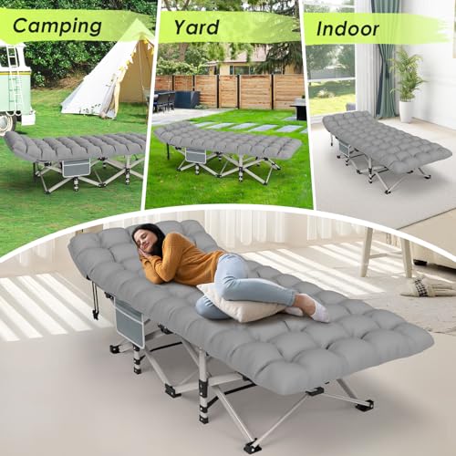 Folding Camping Cot Bed for Adults with Carry Bag, Grey S449