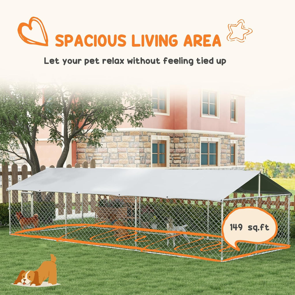 Large Outdoor Dog Kennel with Waterproof Cover and Secure Lock T890