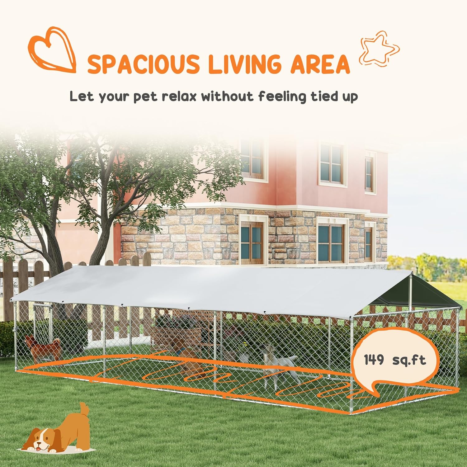 Large Outdoor Dog Kennel with Waterproof Cover and Secure Lock T890