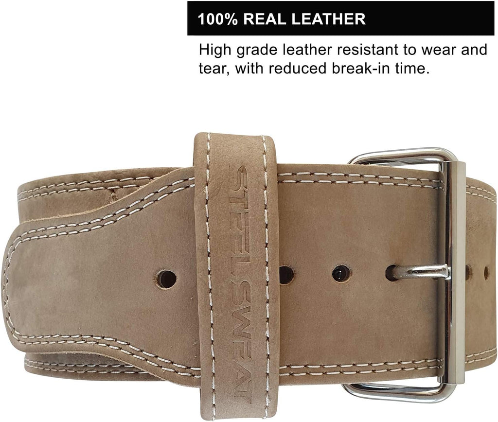 Weight Lifting Belt - 4 Inch Wide - 10mm - Single Prong - Vegetable Tanned Leather G901