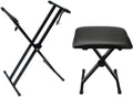 Kuyal Heavy-Duty, Double-X Adjustable Piano Keyboard Stand and Classic Piano Bench (Dual X)