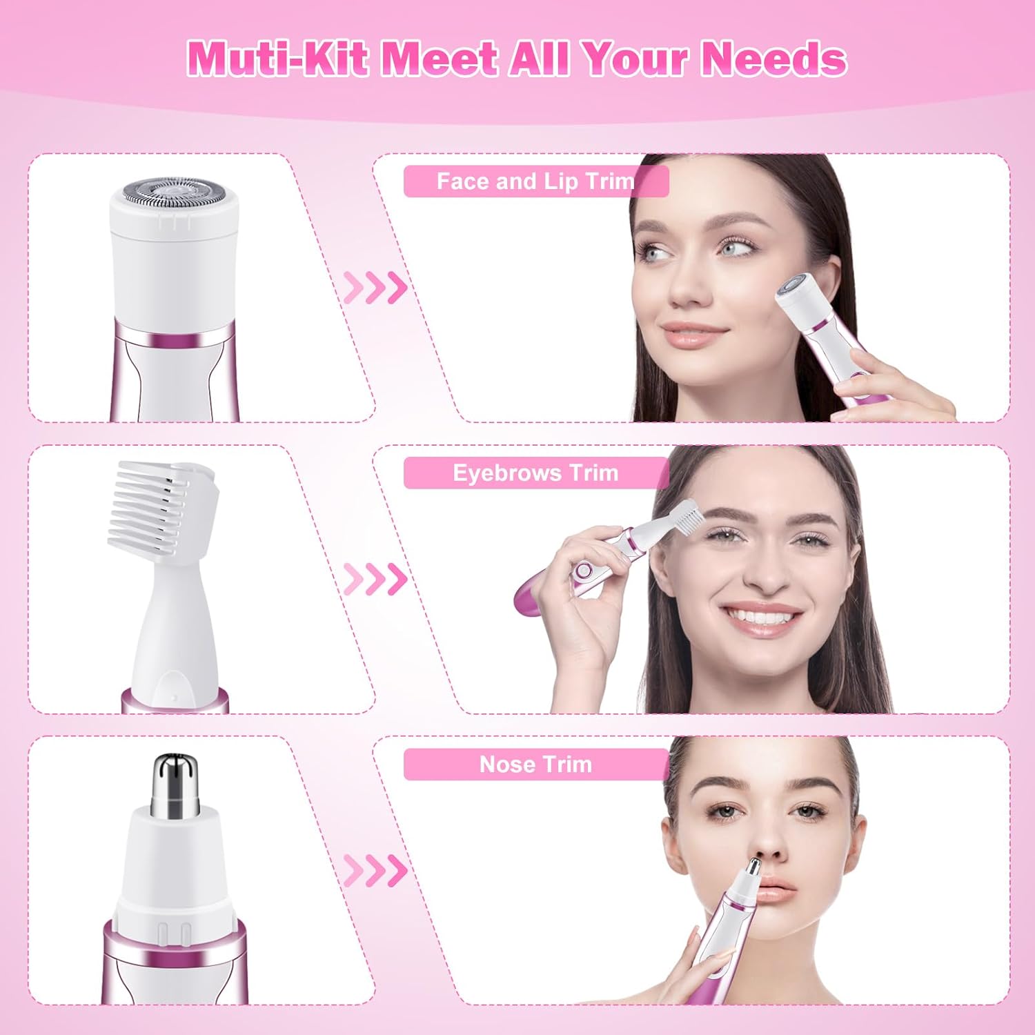 4 in 1 Electric Shaver and Trimmer for Women Facial Body Hair Removal S680881