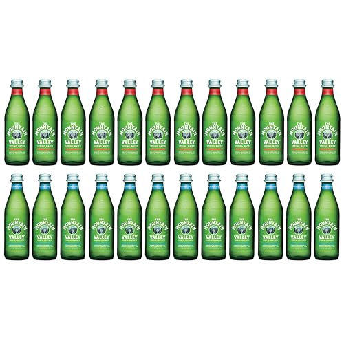 BLUE RIBBON Mountain Valley Variety, Pack of 12, 6 Sparkling and 6 Spring, 500ML Glass Bottles
