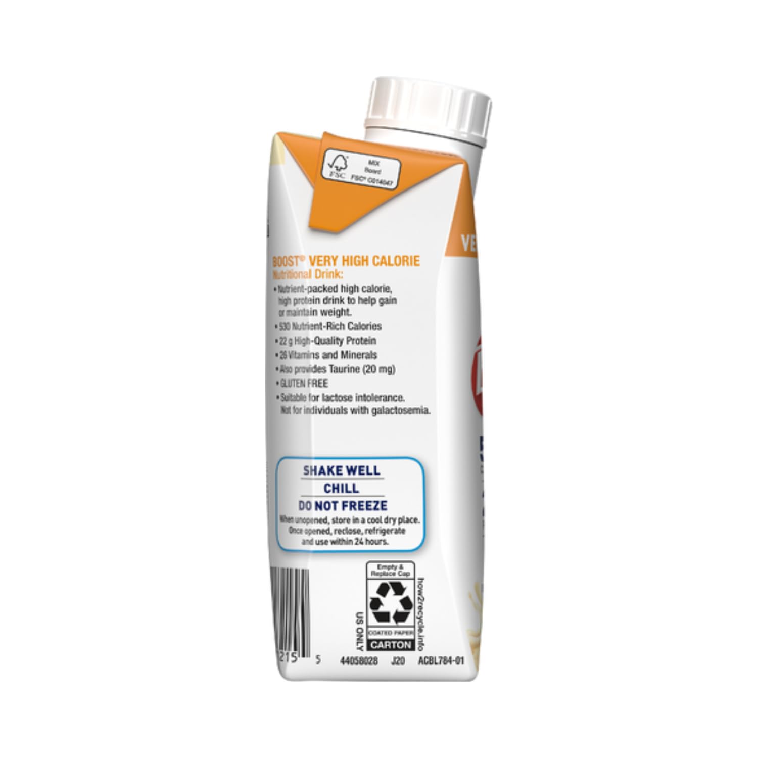 Very High Calorie Nutritional Drink, Very Vanilla, 8 FL OZ (Pack of 27) L58653