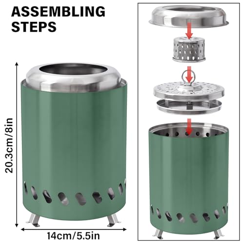 20 inch Smokeless Firepit Outdoor with Carry Bag I976833