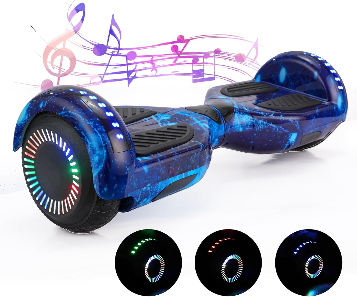 Hoverboard for Kids Ages 6-12, Girls, Boys - All Ages,Hover Board with Bluetooth 6.5" LED Wheels and Headlight.Self Balancing Hover Boards Max Speed 8.5 mph, Max Range 8.5 miles,Two Powerful 250W Dual Motors (Galaxy Blue)