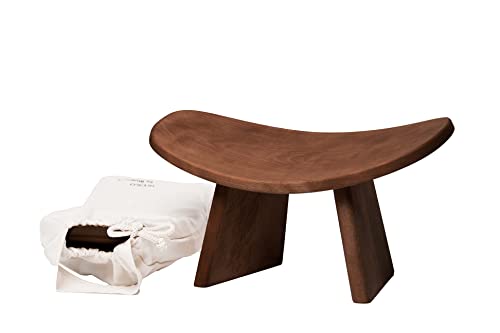 Meditation Bench IKUKO Original, Portable Version with Bag, Locally Handmade Wooden Kneeling Ergonomic Seiza Seat, Prana Yoga - 2 Colors, 3 Height Sizes