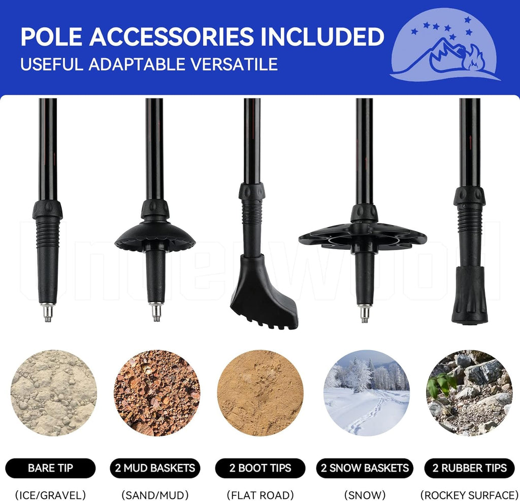 Collapsible Trekking Poles for Hiking, 4 Pack, Adjustable Aluminum, Lightweight Q34361