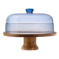 Godinger Cake Stand, Footed Cake Plate with Dome, Acacia Wood and Shaterproof Acrylic Lid, Wood Cake Stand with Dome Vintage Romantic Décor